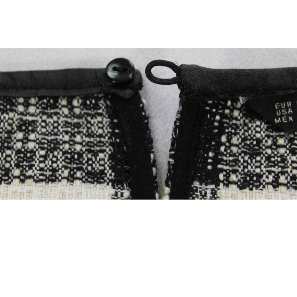 Zara Basic Cream Black Windowpane Plaid Boucle Tw… - image 3